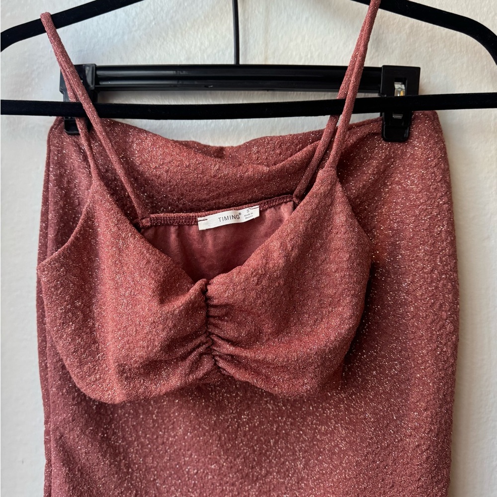 Timing Glittery Spaghetti Strap Dress